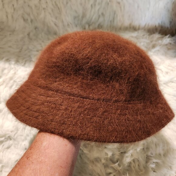 Vintage Bijoux Terner Angora/Nylon Blend Fuzzy Brown Bucket Hat Y2K - Picture 7 of 9